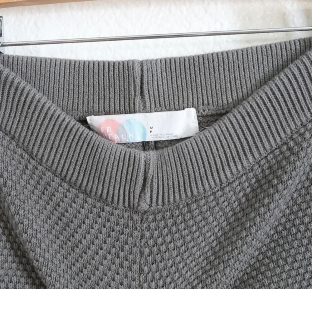Free People  Beach Hailee gray 2pc waffle cotton pants sweater set Sz. S - Picture 9 of 10